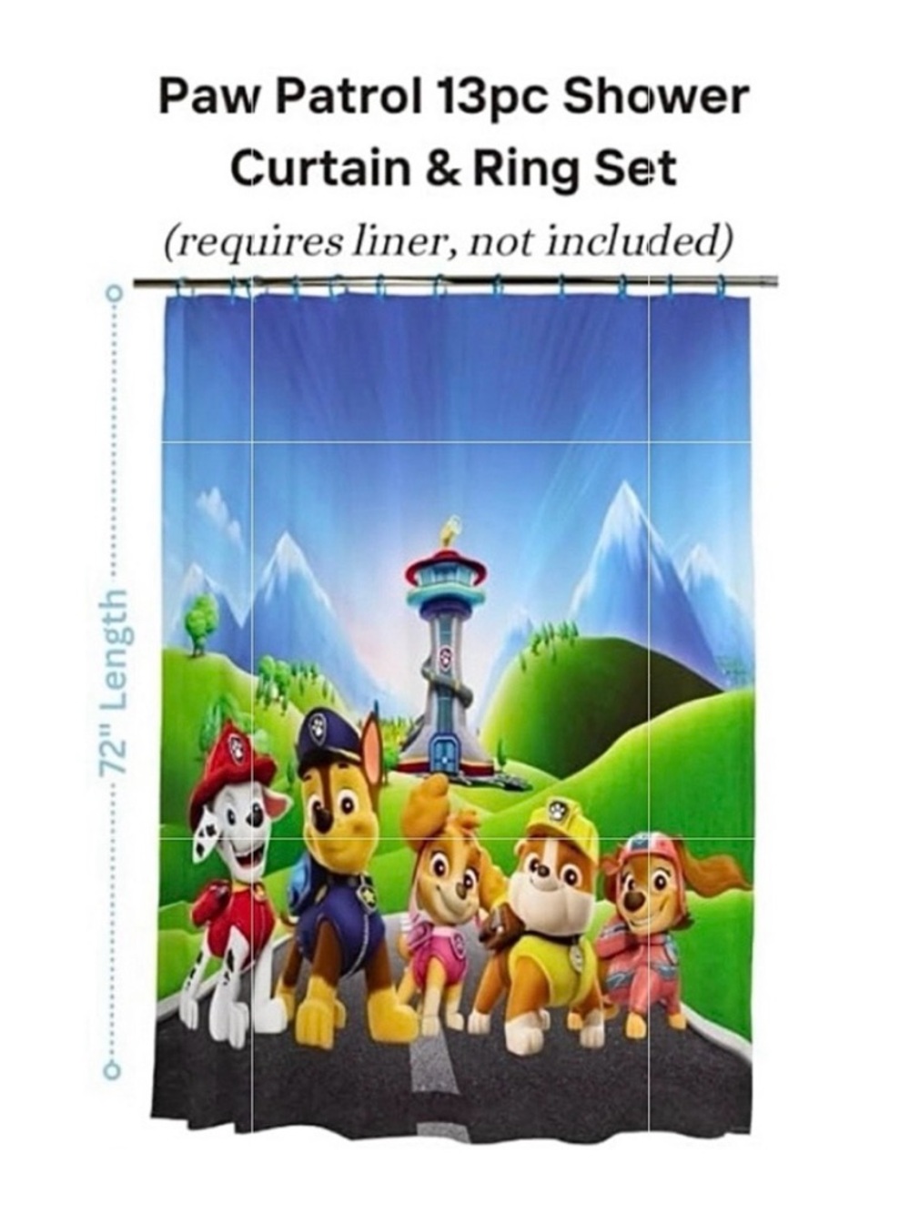 🆕 - PAW PATROL-13pc Shower Curtain & Ring Set. New in packaging